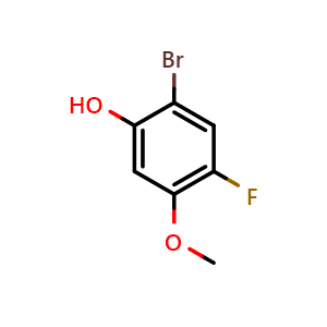 Chemical structure of 2-Bromo-4-fluoro-5-methoxyphenol , CAS 1185836-63-8, AChemBlock Y223942