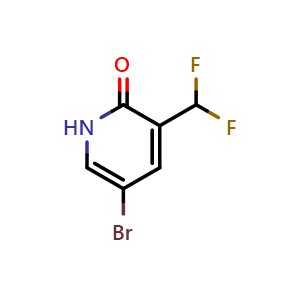 Chemical structure of 5-Bromo-3-(difluoromethyl)pyridin-2(1H)-one , CAS 1383847-34-4, AChemBlock Y223945