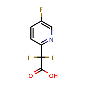 Chemical structure of 2,2-difluoro-2-(5-fluoropyridin-2-yl)acetic acid , CAS 1211521-75-3, AChemBlock Y223953