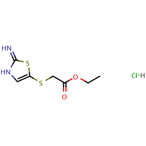 Chemical structure of Ethyl 2-((2-imino-2,3-dihydrothiazol-5-yl)thio)acetate hydrochloride , AChemBlock Y223955