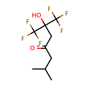 Chemical structure of 1,1,1-Trifluoro-2-hydroxy-6-methyl-2-(trifluoromethyl)-4-heptanone , CAS 500868-98-4, AChemBlock Y223976