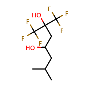 Chemical structure of 1,1,1-Trifluoro-6-methyl-2-(trifluoromethyl)-2,4-heptanediol , CAS 2126159-01-9, AChemBlock Y223977