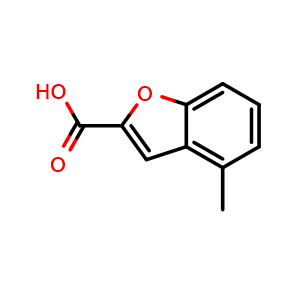 Chemical structure of 4-Methylbenzofuran-2-carboxylic acid , CAS 5670-24-6, AChemBlock Y223979