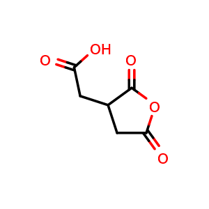Chemical structure of 2-(2,5-Dioxotetrahydrofuran-3-yl)acetic acid , CAS 4756-10-9, AChemBlock Y223984