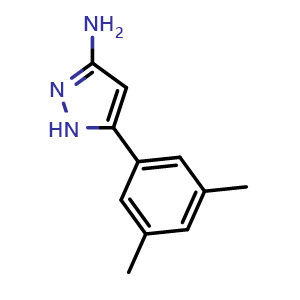 Chemical structure of 5-(3,5-Dimethylphenyl)-1H-pyrazol-3-amine , CAS 503818-85-7, AChemBlock Y223994