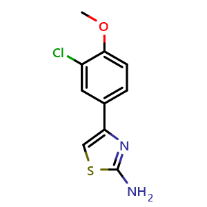 Chemical structure of 4-(3-Chloro-4-methoxyphenyl)-2-thiazolamine , CAS 97713-62-7, AChemBlock Y223995