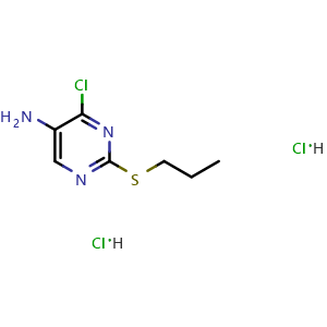 Chemical structure of 4-Chloro-2-(propylthio)pyrimidin-5-amine dihydrochloride , CAS 2995282-67-0, AChemBlock Y224000