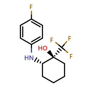 Chemical structure of (1S,2S)-2-[(4-Fluorophenyl)amino]-1-(trifluoromethyl)cyclohexanol , CAS 2741956-56-7, AChemBlock Y224012