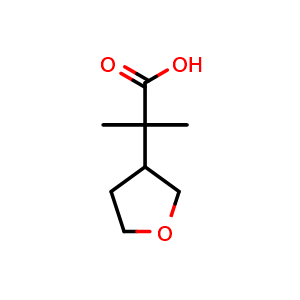 Chemical structure of 2-Methyl-2-(tetrahydrofuran-3-yl)propanoic acid , CAS 1533545-45-7, AChemBlock Y224013