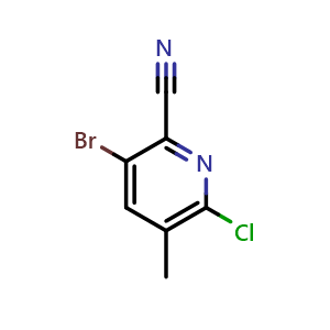 Chemical structure of 3-Bromo-6-chloro-5-methylpicolinonitrile , CAS 1186637-76-2, AChemBlock Y224019