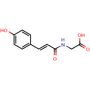 Chemical structure of (3-(4-Hydroxyphenyl)acryloyl)glycine , CAS 10003-42-6, AChemBlock Y224028