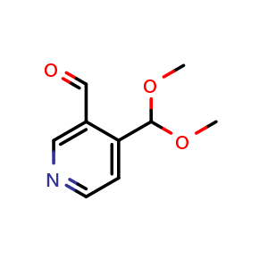 Chemical structure of 4-(Dimethoxymethyl)nicotinaldehyde , CAS 1300034-66-5, AChemBlock Y224035