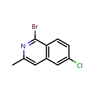 Chemical structure of 1-Bromo-6-chloro-3-methylisoquinoline , CAS 2138200-43-6, AChemBlock Y224051