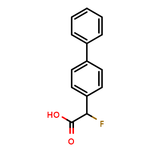 Chemical structure of 2-([1,1'-Biphenyl]-4-yl)-2-fluoroacetic acid , CAS 1379664-89-7, AChemBlock Y224053