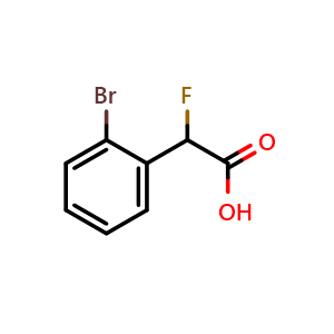 Chemical structure of 2-(2-Bromophenyl)-2-fluoroacetic acid , CAS 916792-43-3, AChemBlock Y224054