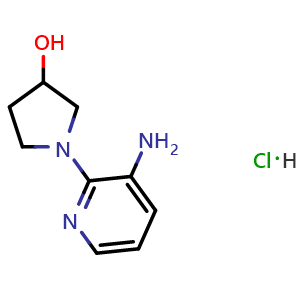Chemical structure of 1-(3-Aminopyridin-2-yl)pyrrolidin-3-ol hydrochloride , CAS 2995293-09-7, AChemBlock Y224065