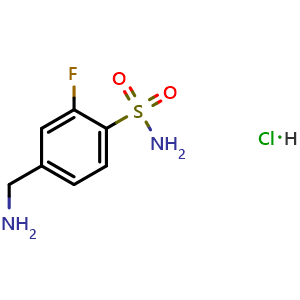 Chemical structure of 4-(Aminomethyl)-2-fluorobenzenesulfonamide hydrochloride , CAS 2188180-36-9, AChemBlock Y224071