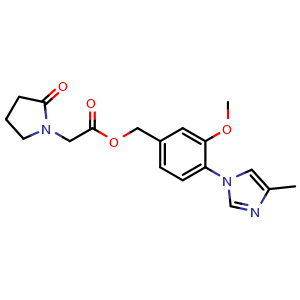 Chemical structure of 3-Methoxy-4-(4-methyl-1H-imidazol-1-yl)benzyl 2-(2-oxopyrrolidin-1-yl)acetate , AChemBlock Y224087