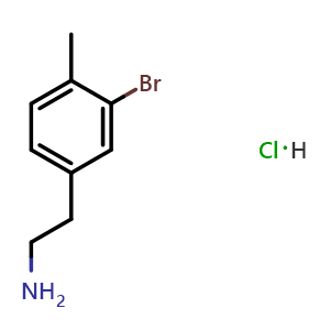 Chemical structure of 2-(3-Bromo-4-methylphenyl)ethanamine hydrochloride , CAS 2901095-77-8, AChemBlock Y224088