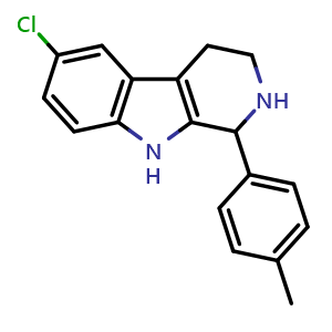 Chemical structure of 6-chloro-1-(p-tolyl)-2,3,4,9-tetrahydro-1H-pyrido[3,4-b]indole , CAS 529476-80-0, AChemBlock Y224117