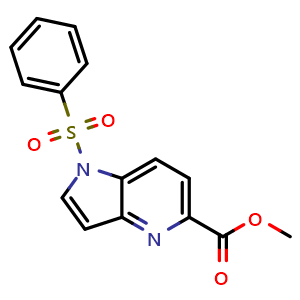 Chemical structure of 1-(Phenylsulfonyl)-4-azaindole-5-carboxylic acid methyl ester , CAS 1260385-00-9, AChemBlock Y224133