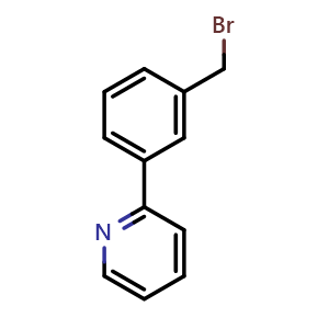 Chemical structure of 2-(3-(Bromomethyl)phenyl)pyridine , CAS 1252011-37-2, AChemBlock Y224138