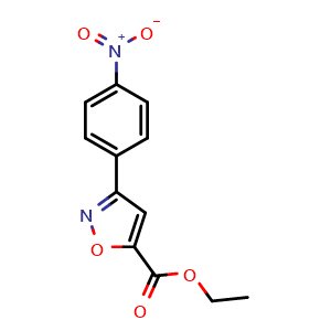Chemical structure of 3-(4-Nitro-phenyl)-isoxazole-5-carboxylic acid ethyl ester , CAS 370848-42-3, AChemBlock Y224142