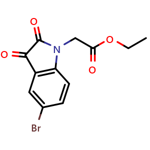 Chemical structure of Ethyl (5-bromo-2,3-dioxo-2,3-dihydro-1H-indol-1-yl)acetate , CAS 754235-62-6, AChemBlock Y224144