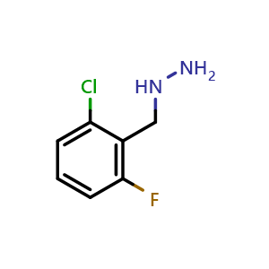 Chemical structure of [(2-chloro-6-fluorophenyl)methyl]-Hydrazine , CAS 883546-66-5, AChemBlock Y224145