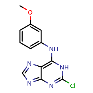 Chemical structure of 2-chloro-N-(3-methoxyphenyl)-1H-purin-6-amine , CAS 190654-89-8, AChemBlock Y224161