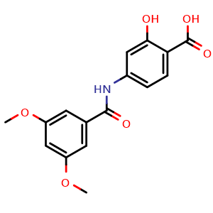 Chemical structure of 4-[(3,5-dimethoxybenzoyl)amino]-2-hydroxy-benzoic acid , CAS 710311-03-8, AChemBlock Y224166