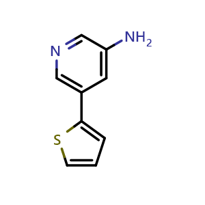 Chemical structure of 5-(Thiophen-2-yl)pyridin-3-amine , CAS 1226415-45-7, AChemBlock Y224176