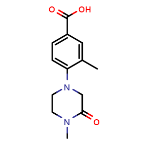 Chemical structure of 3-Methyl-4-(4-methyl-3-oxopiperazin-1-yl)benzoic acid , CAS 1465465-41-1, AChemBlock Y224180