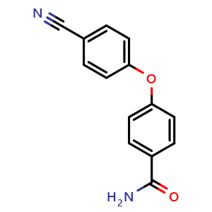 Chemical structure of 4-(4-cyanophenoxy)benzamide , CAS 1042780-52-8, AChemBlock Y224204