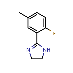Chemical structure of 2-(2-Fluoro-5-methylphenyl)-4,5-dihydro-1H-imidazole , CAS 208718-14-3, AChemBlock Y224214
