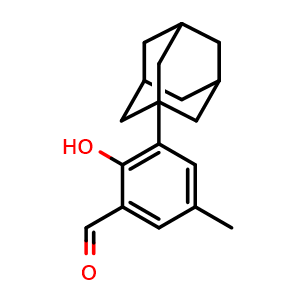 Chemical structure of 2-hydroxy-5-methyl-3-tricyclo[3.3.1.13,7]dec-1-yl-Benzaldehyde , CAS 231963-91-0, AChemBlock Y224218