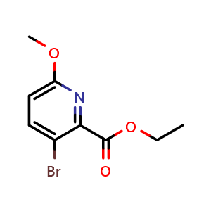 Chemical structure of Ethyl 3-bromo-6-methoxypicolinate , CAS 1214377-88-4, AChemBlock Y224231