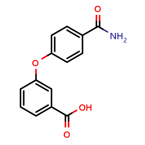 Chemical structure of 3-[4-(Aminocarbonyl)phenoxy]benzoic acid , CAS 1412431-03-8, AChemBlock Y224252