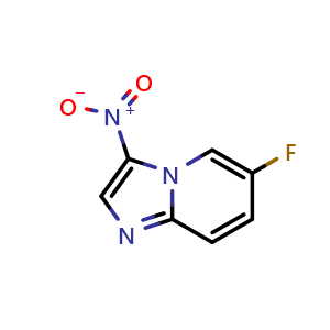 Chemical structure of 6-fluoro-3-nitro-Imidazo[1,2-a]pyridine , CAS 1235993-30-2, AChemBlock Y224261