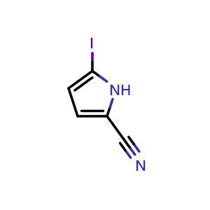 Chemical structure of 5-iodo-1H-pyrrole-2-carbonitrile , CAS 1934852-22-8, AChemBlock Y224310