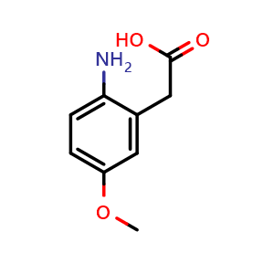 Chemical structure of 2-amino-5-methoxy-benzeneaceticacid , CAS 38367-42-9, AChemBlock Y224311