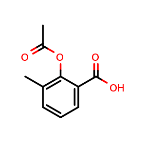 Chemical structure of 2-(Acetyloxy)-3-Methylbenzoic acid , CAS 4386-39-4, AChemBlock Y224315