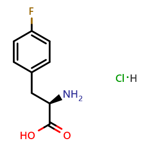 Chemical structure of 4-Fluoro-D-phenylalanine hydrochloride , CAS 122839-52-5, AChemBlock Y224324