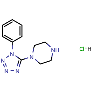 Chemical structure of 1-(1-phenyltetrazol-5-yl)piperazine hydrochloride , CAS 1171471-37-6, AChemBlock Y224332