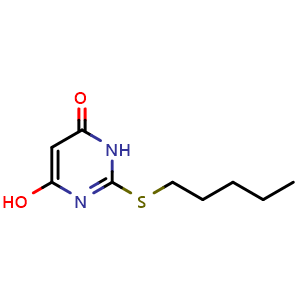 Chemical structure of 2-(pentylsulfanyl)pyrimidine-4,6-diol , CAS 489403-70-5, AChemBlock Y224340