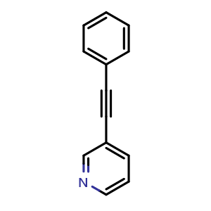 Chemical structure of 3-(2-phenylethynyl)pyridine , CAS 13238-38-5, AChemBlock Y224343