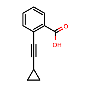 Chemical structure of 2-(Cyclopropylethynyl)benzoic acid , CAS 1313028-09-9, AChemBlock Y224351