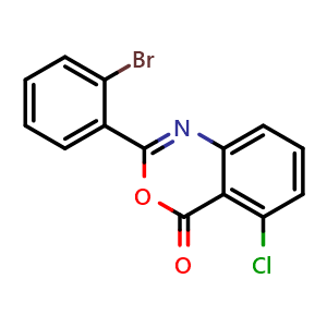 Chemical structure of 2-(2-bromophenyl)-5-chloro-4H-3,1-benzoxazin-4-one , CAS 1234707-32-4, AChemBlock Y224356