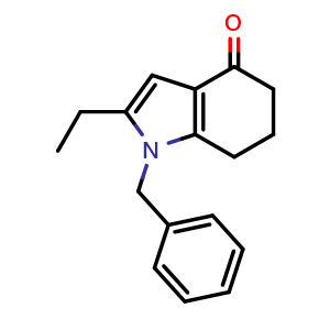 Chemical structure of 1-benzyl-2-ethyl-4,5,6,7-tetrahydro-1H-indol-4-one , CAS 218934-50-0, AChemBlock Y224357