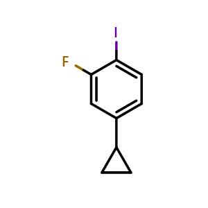 Chemical structure of 4-Cyclopropyl-2-fluoro-1-iodobenzene , CAS 1434128-29-6, AChemBlock Y224392